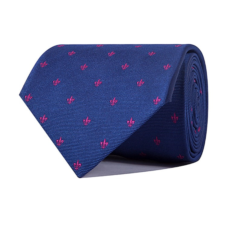 Corbata Flor de Lis pequeña (Azul/Rosa)
