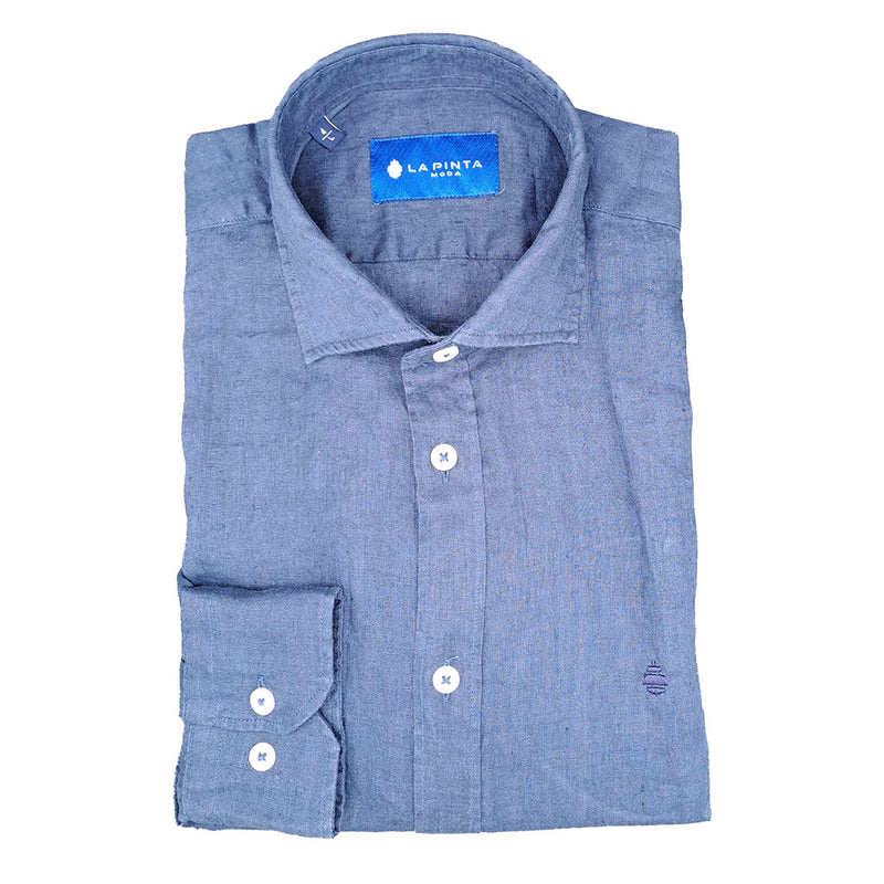 Camisa de Lino (Azul Marino)