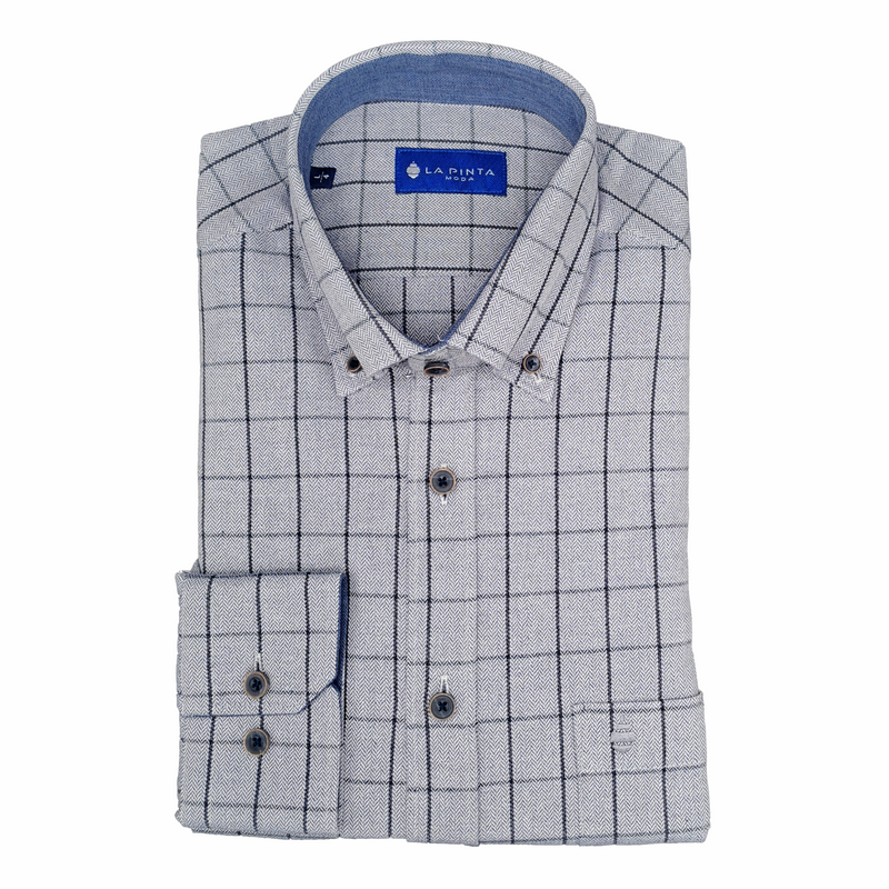 Camisa Espiga Cuadro Grande (Azul celeste)