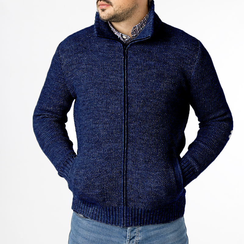 Jersey chaqueta con cremallera - Azul Marino