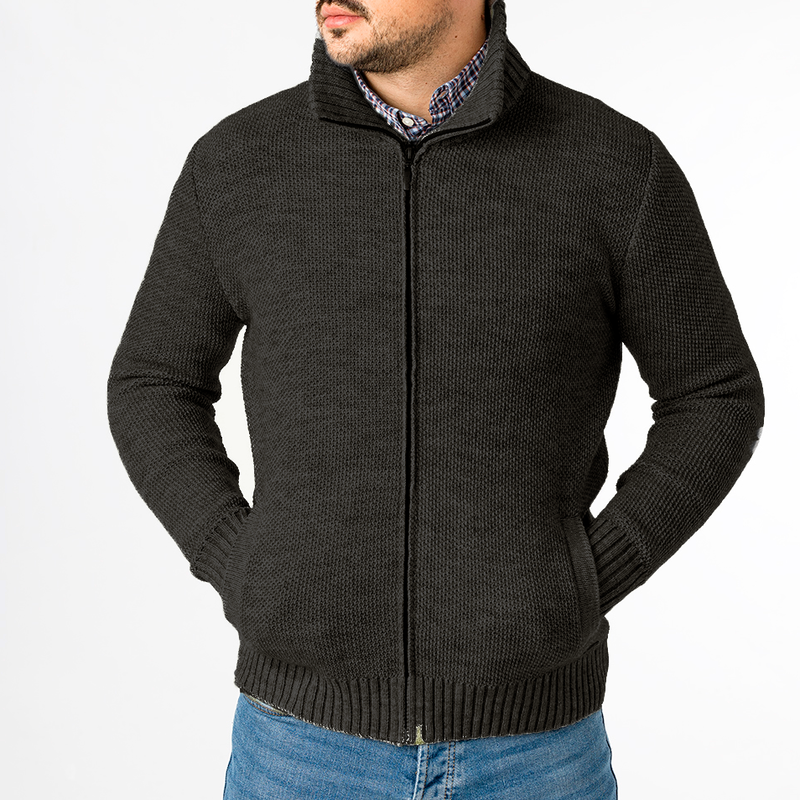 Jersey chaqueta con cremallera - Gris marengo