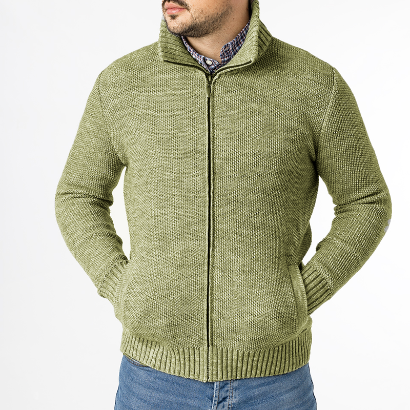 Jersey chaqueta con cremallera - Verde
