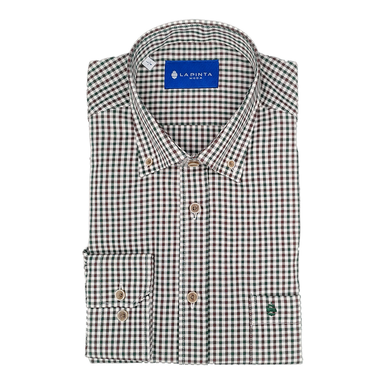 Camisa Vichy Villela Bicolor (Verde/Marrón)