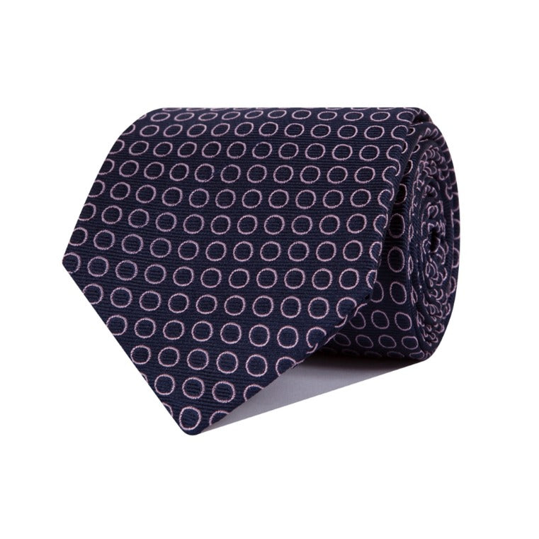 Corbata Círculos (Azul Marino/Rosa)