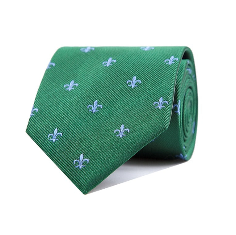 Corbata Flor de Lis (Verde/Azul Celeste)