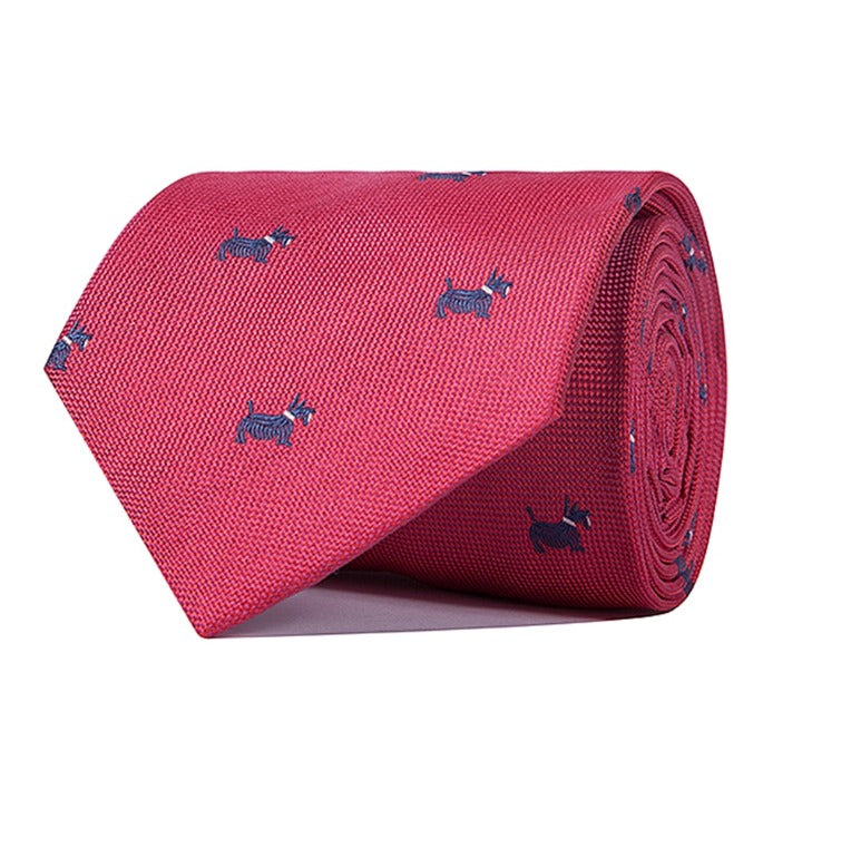 Corbata Perros (Rosa oscuro/Azul marino)