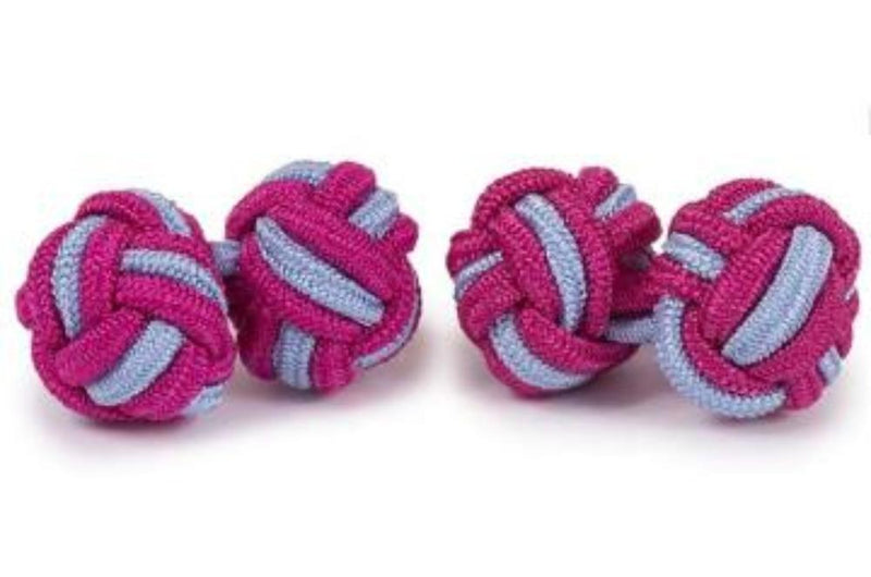 Gemelo Bola Trenzado (Azul Celeste - Fucsia)