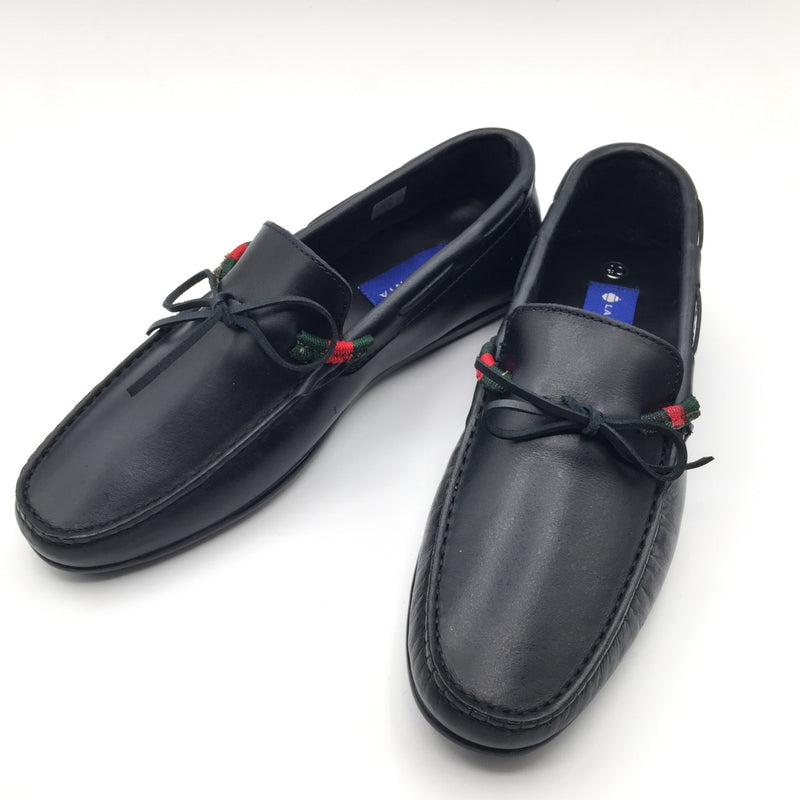 Mocasín Piel con Lazos (Azul)